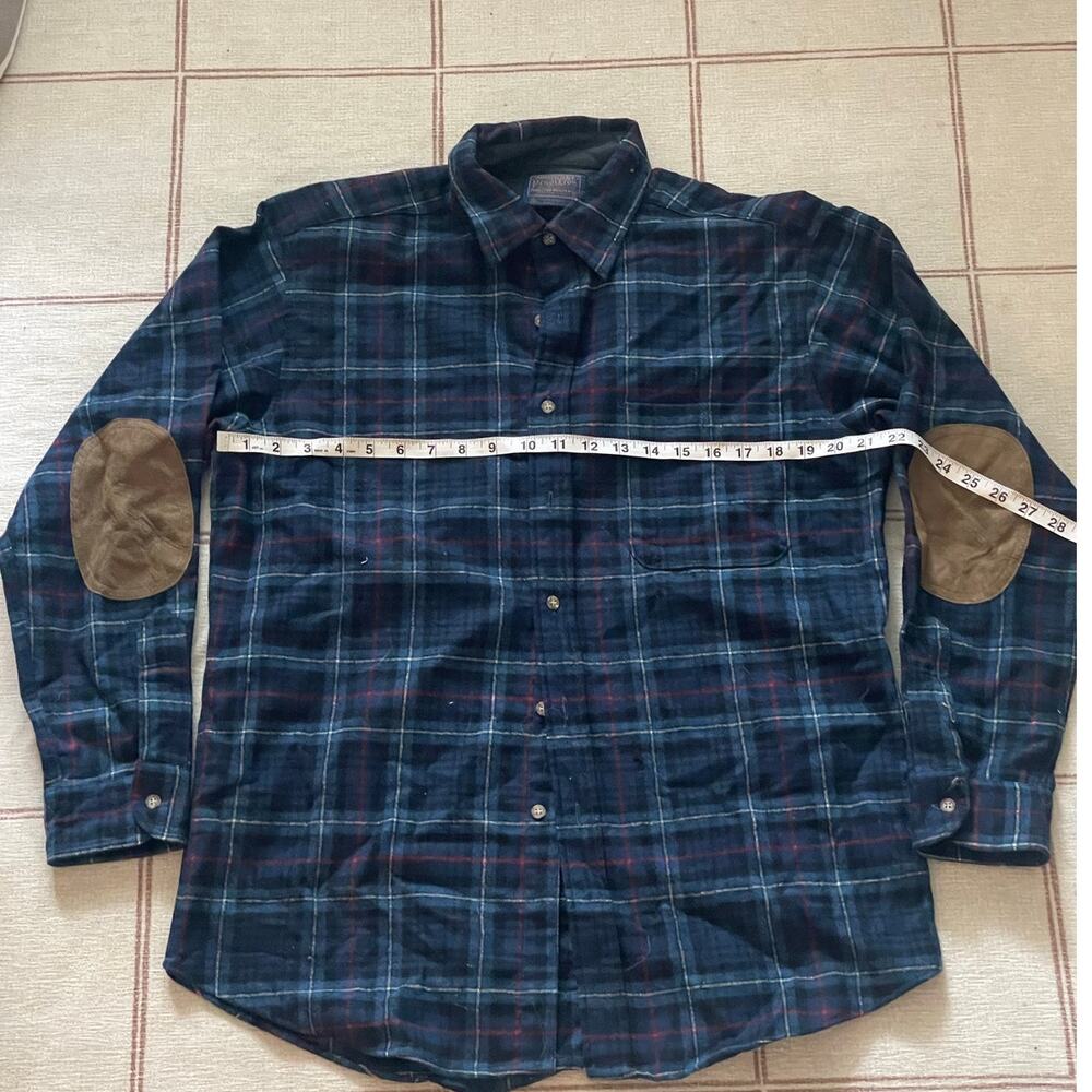 Vintage Pendleton Button-Up Flannel  w/Elbow Patches Size Medium 100% Wool